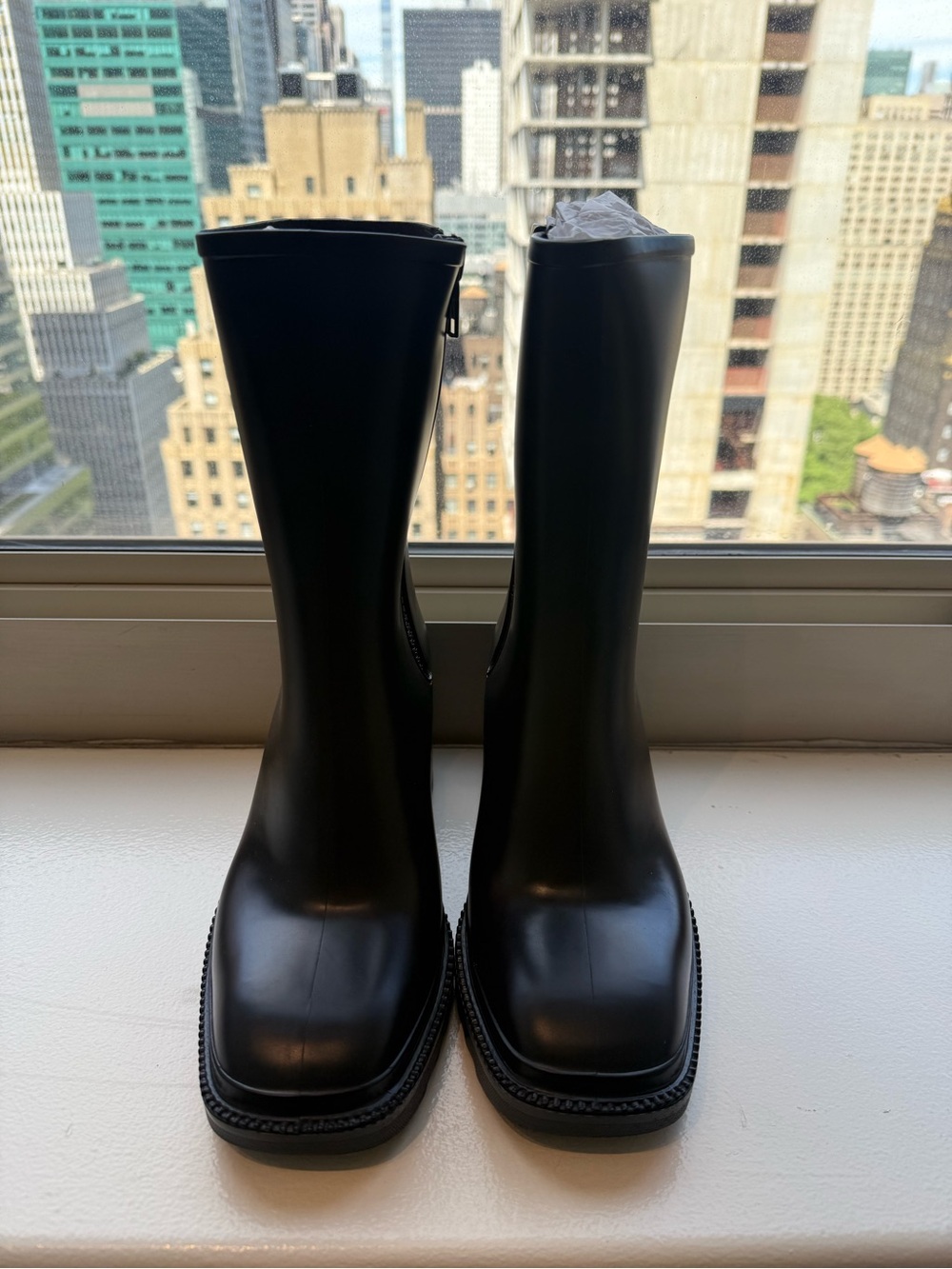 INC International Concepts Black Chunky Heel Mid-Calf Rain Boot - Picture 5 of 10